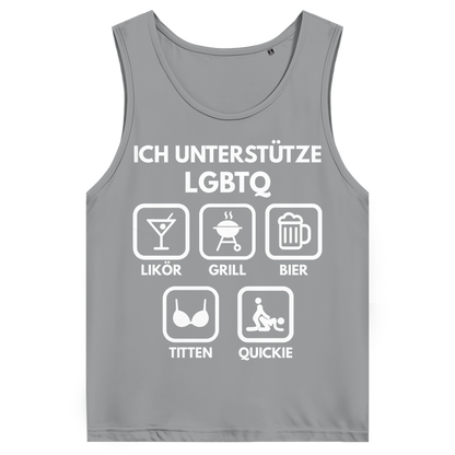 ICH UNTERSTÜTZE LGBTQ – Likör, Grill, Bier, Titten, Quickie – Herren Tank Top Sport Grey