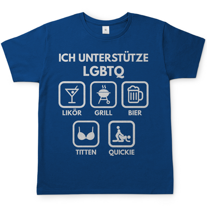 ICH UNTERSTÜTZE LGBTQ – Likör, Grill, Bier, Titten, Quickie – Herren T-Shirt Royal Blue