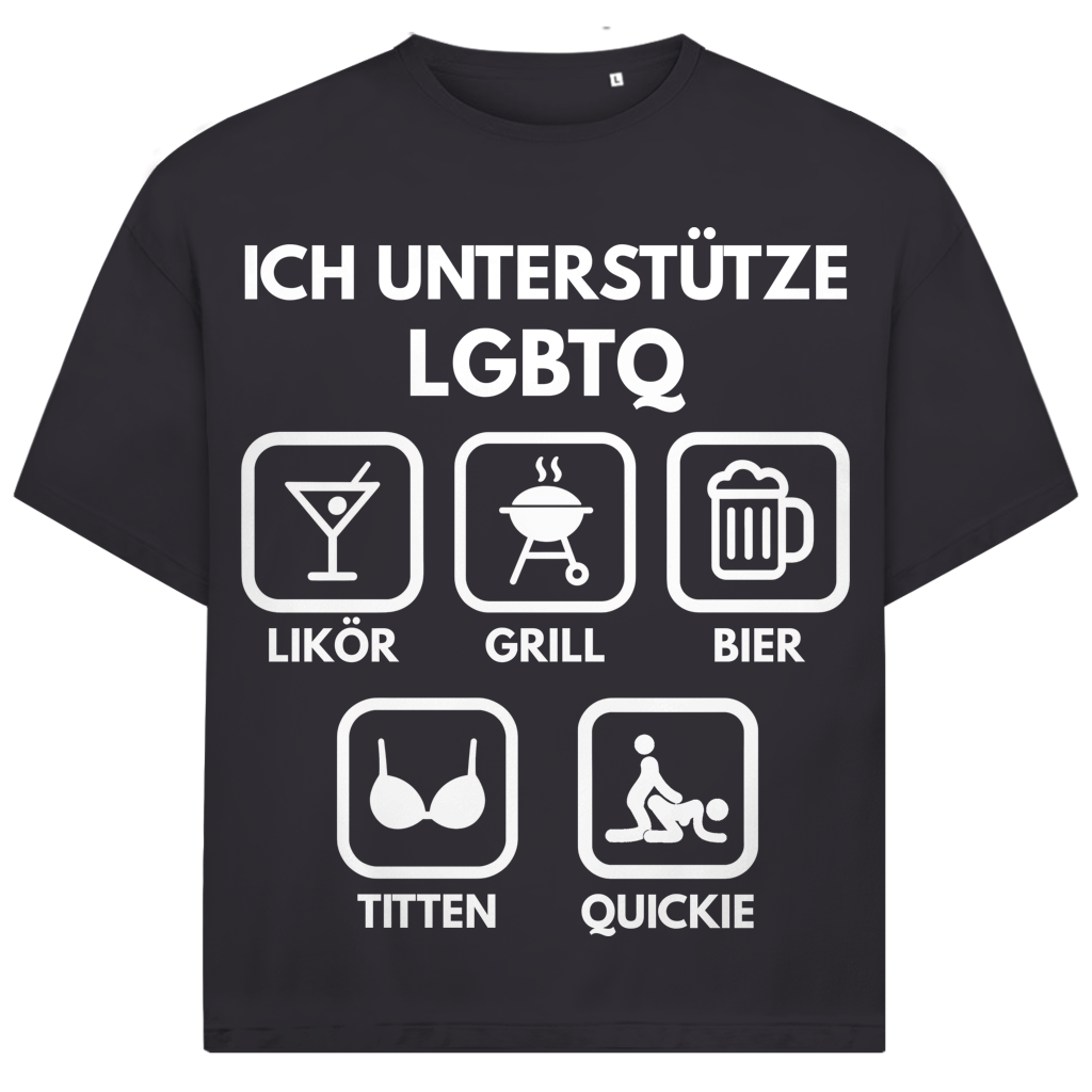 ICH UNTERSTÜTZE LGBTQ Likör Grill BIer Titten Quickie - Jack and Jones Oversize T-Shirt Asphalt