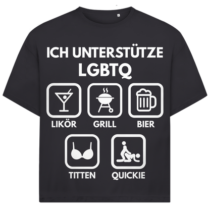 ICH UNTERSTÜTZE LGBTQ Likör Grill BIer Titten Quickie - Jack and Jones Oversize T-Shirt Asphalt