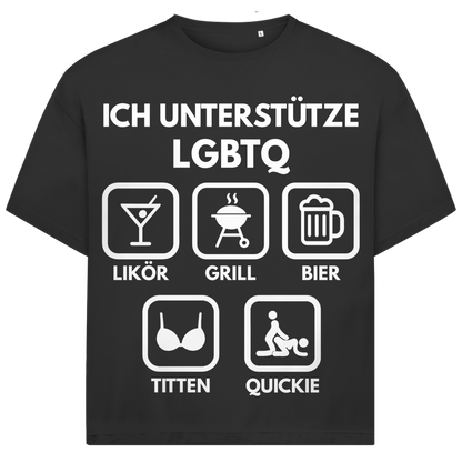 ICH UNTERSTÜTZE LGBTQ Likör Grill BIer Titten Quickie - Jack and Jones Oversize T-Shirt Black