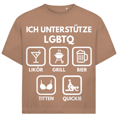 ICH UNTERSTÜTZE LGBTQ Likör Grill BIer Titten Quickie - Jack and Jones Oversize T-Shirt