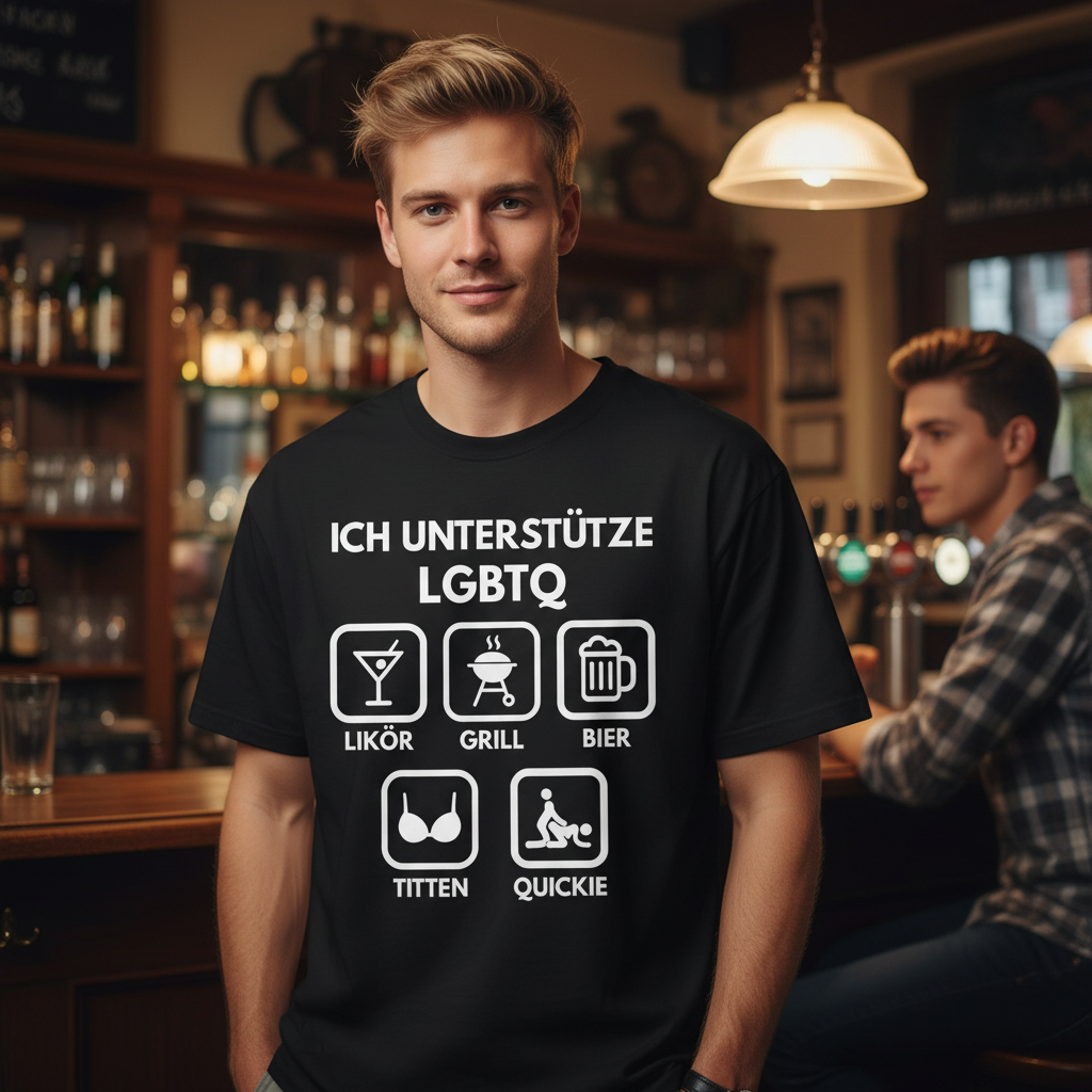 ICH UNTERSTÜTZE LGBTQ Likör Grill BIer Titten Quickie - Jack and Jones Oversize T-Shirt