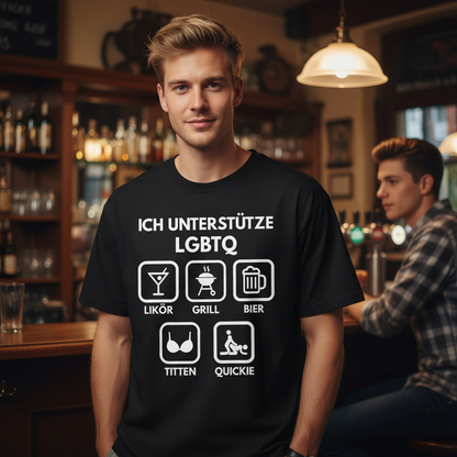 ICH UNTERSTÜTZE LGBTQ Likör Grill BIer Titten Quickie - Jack and Jones Oversize T-Shirt