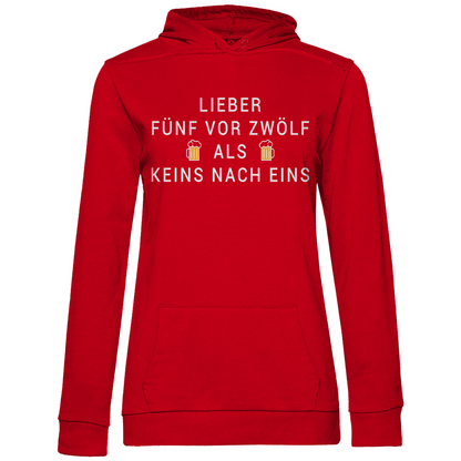 Lieber fünf vor zwölf als keins nach eins - Damen Hoodie Red