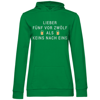 Lieber fünf vor zwölf als keins nach eins - Damen Hoodie Kelly Green