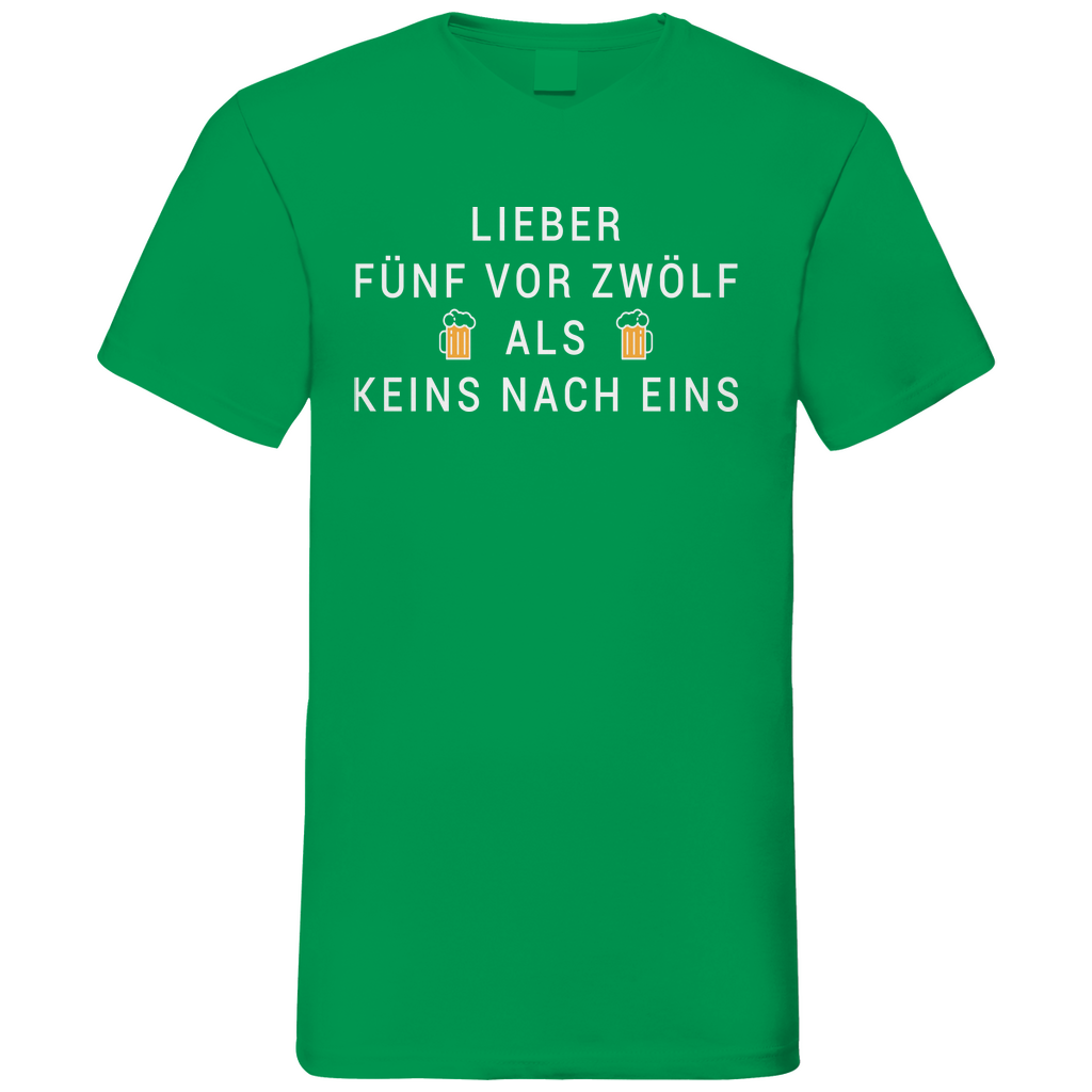 Lieber fünf vor zwölf als keins nach eins - Herren V-Neck Shirt Kelly Green