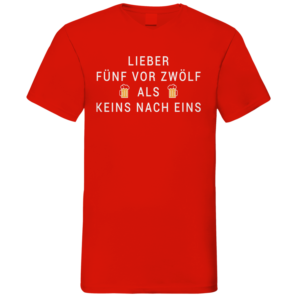 Lieber fünf vor zwölf als keins nach eins - Herren V-Neck Shirt Red