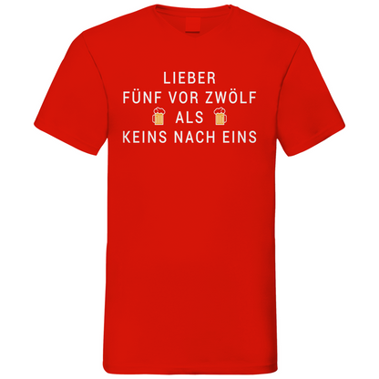 Lieber fünf vor zwölf als keins nach eins - Herren V-Neck Shirt Red