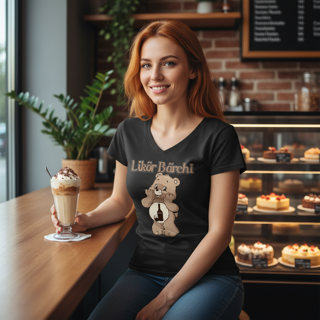 Likör Bärchi - Glücksbärchi - V-Neck Damenshirt