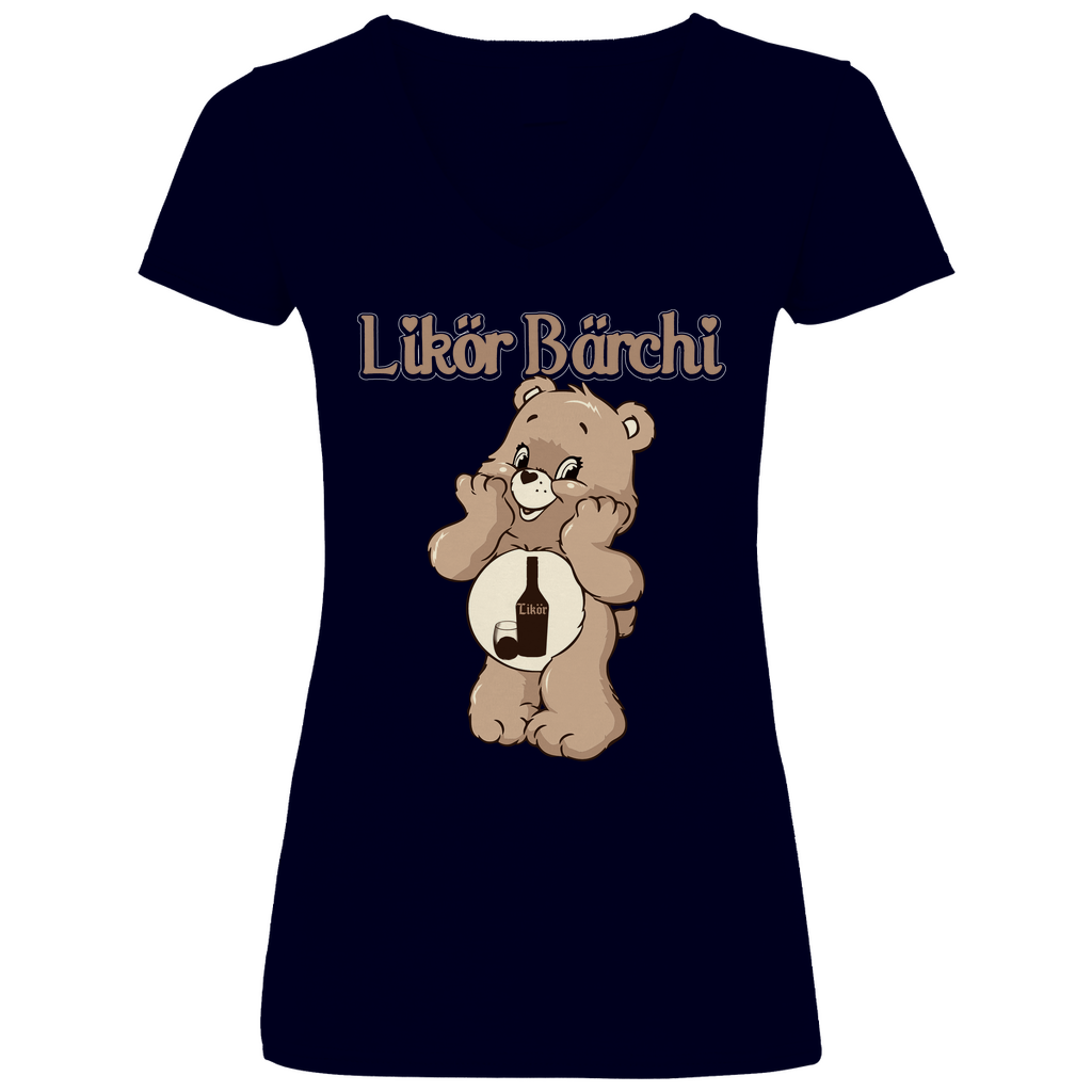 Likör Bärchi - Glücksbärchi - V-Neck Damenshirt Deep Navy