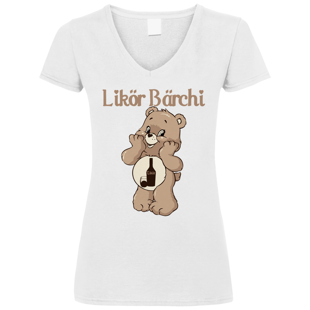Likör Bärchi - Glücksbärchi - V-Neck Damenshirt White