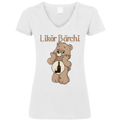 Likör Bärchi - Glücksbärchi - V-Neck Damenshirt White
