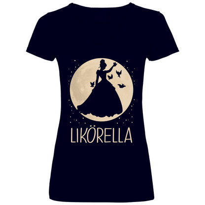 Mond Prinzessin - Likörella - V-Neck Damenshirt Deep Navy