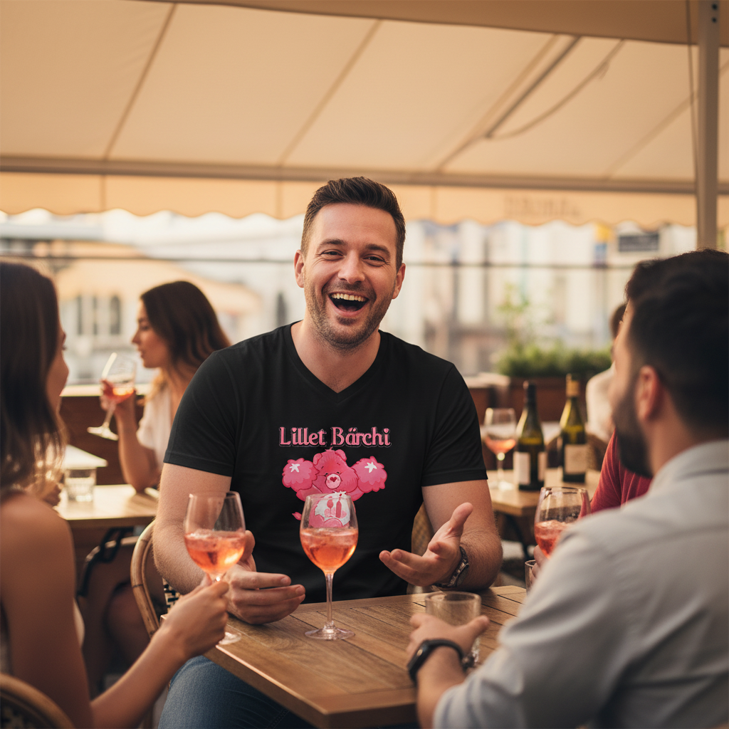 V-Neck Shirt getragen Lillet Bärchi Bistro Terrasse Frankreich Fan Aperitif Genießer mit Freunden