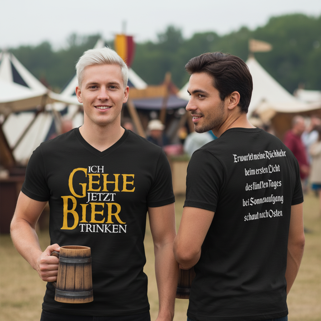 Ich gehe jetzt Bier trinken HDR - Beidseitiger Druck - Herren V-Neck Shirt