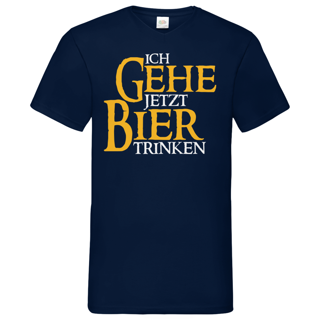 Ich gehe jetzt Bier trinken HDR - Beidseitiger Druck - Herren V-Neck Shirt Navy