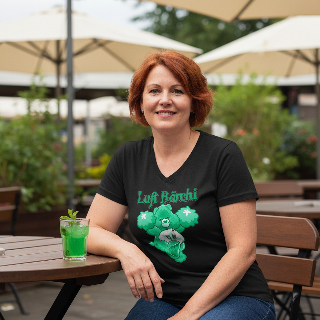Luft Bärchi - Glücksbärchi - V-Neck Damenshirt