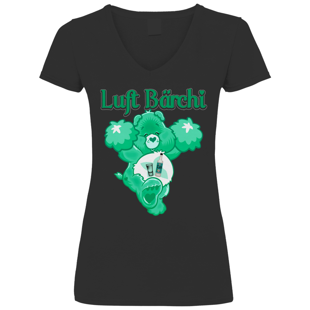 Luft Bärchi - Glücksbärchi - V-Neck Damenshirt Black