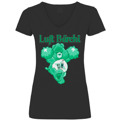 Luft Bärchi - Glücksbärchi - V-Neck Damenshirt Black