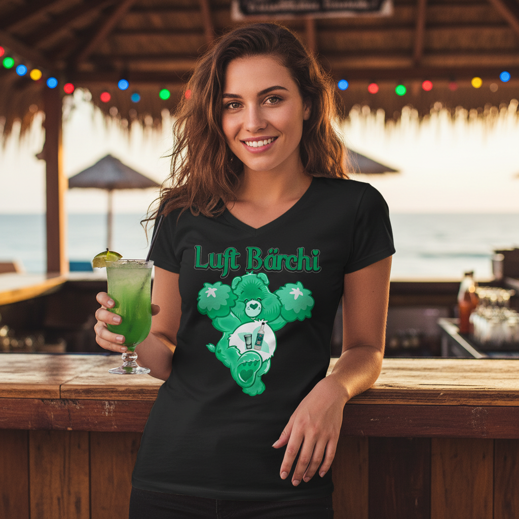 Luft Bärchi - Glücksbärchi - V-Neck Damenshirt