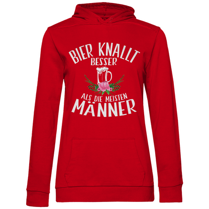 Bier knallt besser als die meisten Männer - Damen Hoodie Red