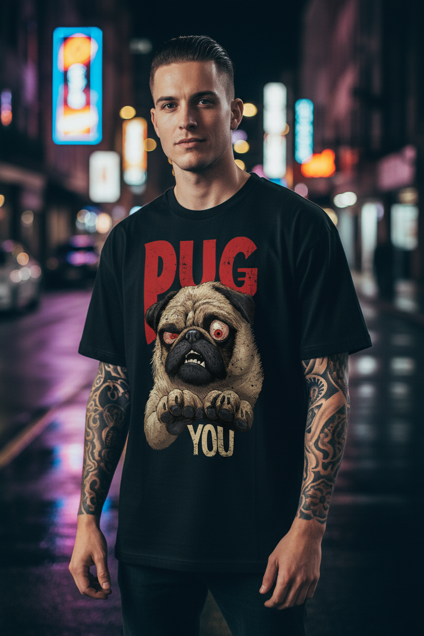Jack &amp; Jones Oversize Mops Hund Pug You Herren T-Shirt