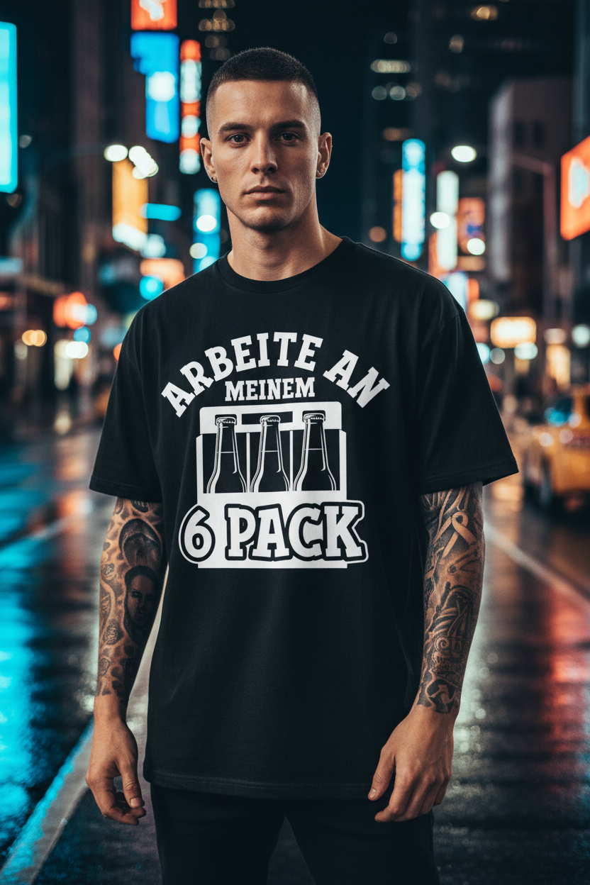 Jack &amp; Jones Oversize Arbeite An Meinem 6 Pack Bier Herren T-Shirt