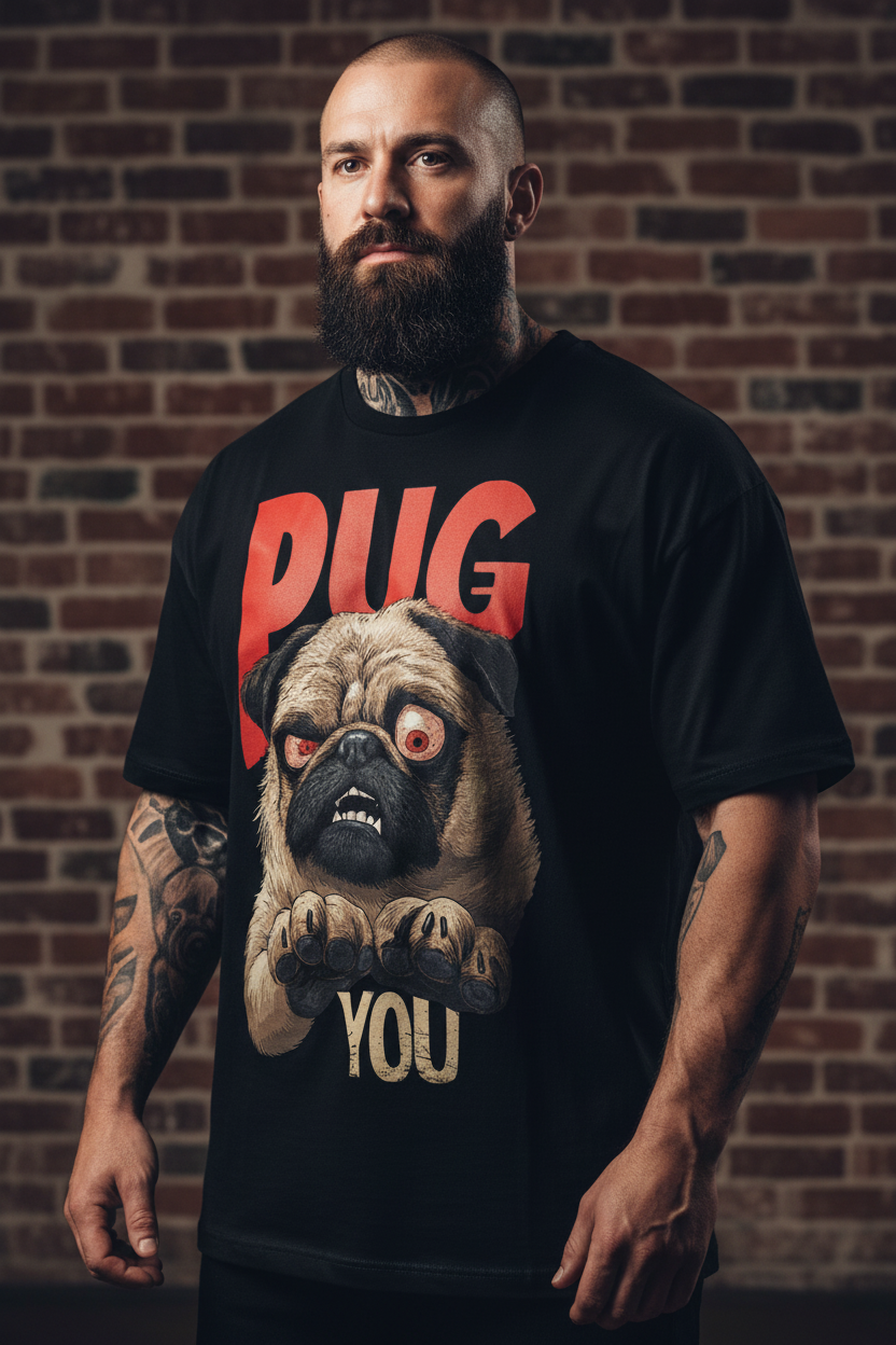 Jack &amp; Jones Oversize Mops Hund Pug You Herren T-Shirt