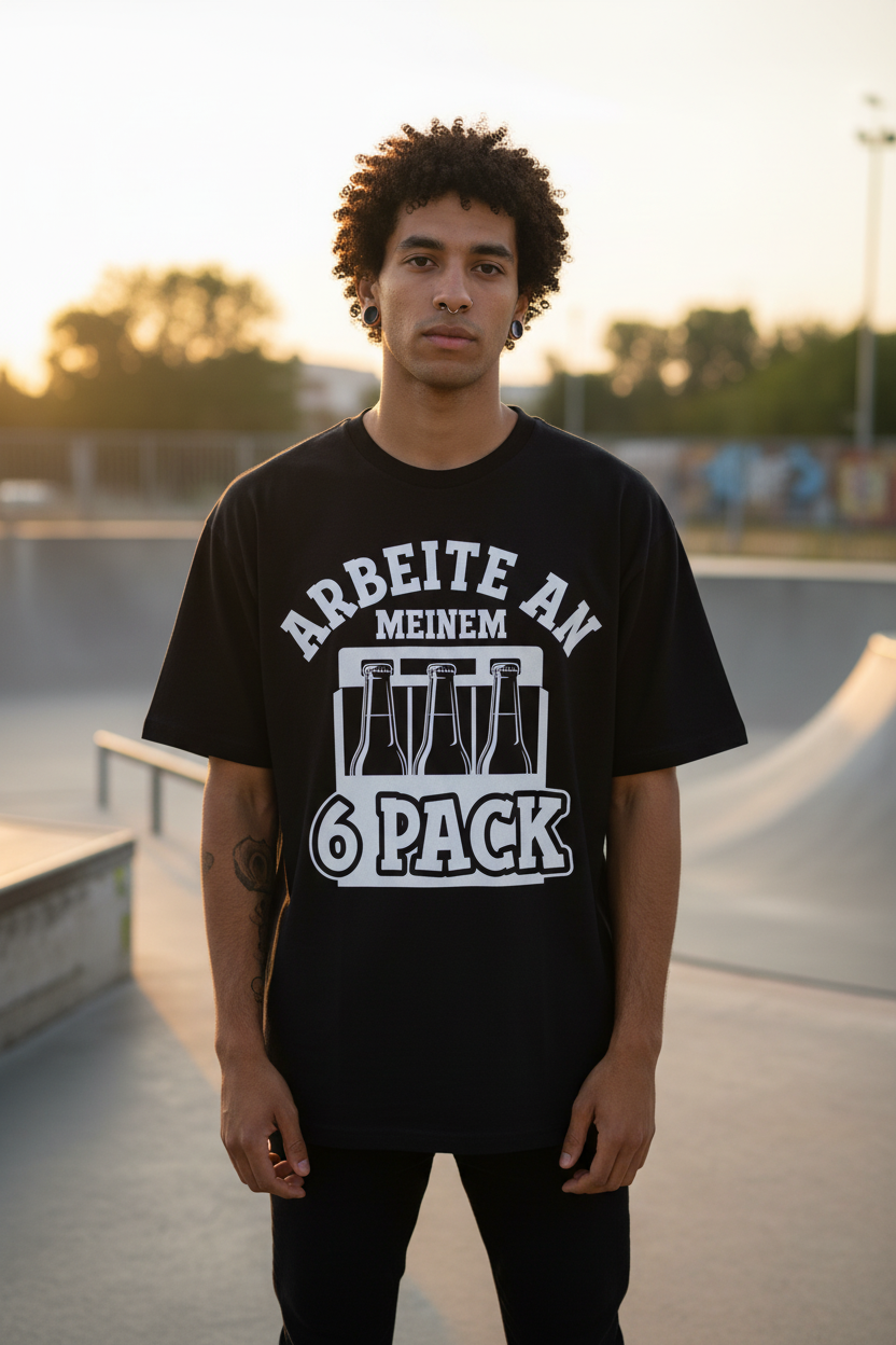 Jack &amp; Jones Oversize Arbeite An Meinem 6 Pack Bier Herren T-Shirt