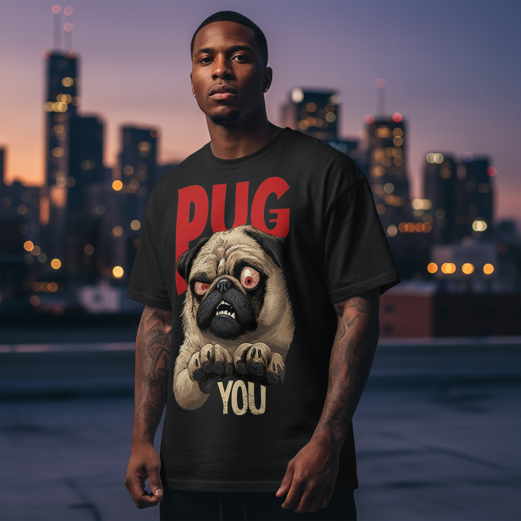 Jack &amp; Jones Oversize Mops Hund Pug You Herren T-Shirt