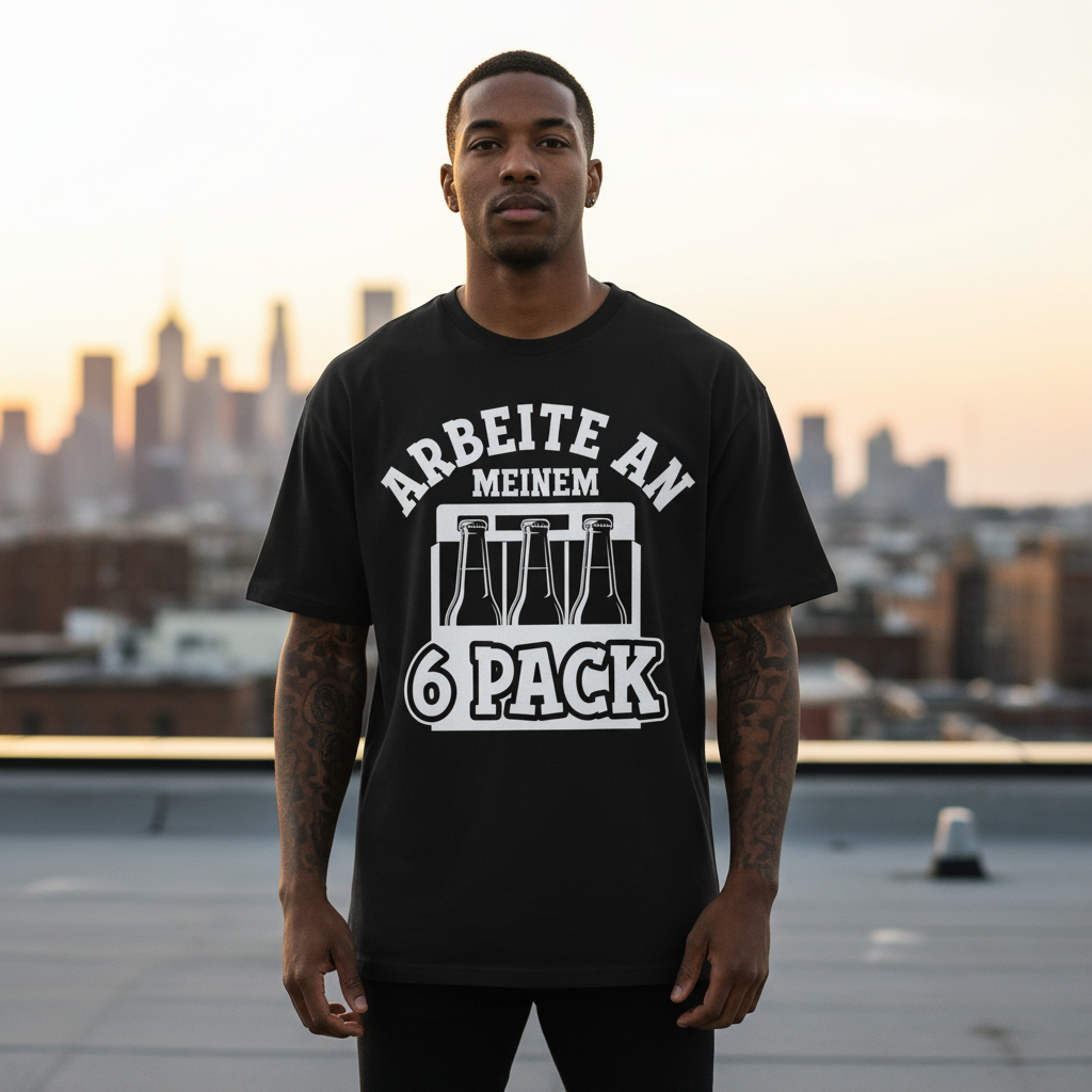 Jack &amp; Jones Oversize Arbeite An Meinem 6 Pack Bier Herren T-Shirt