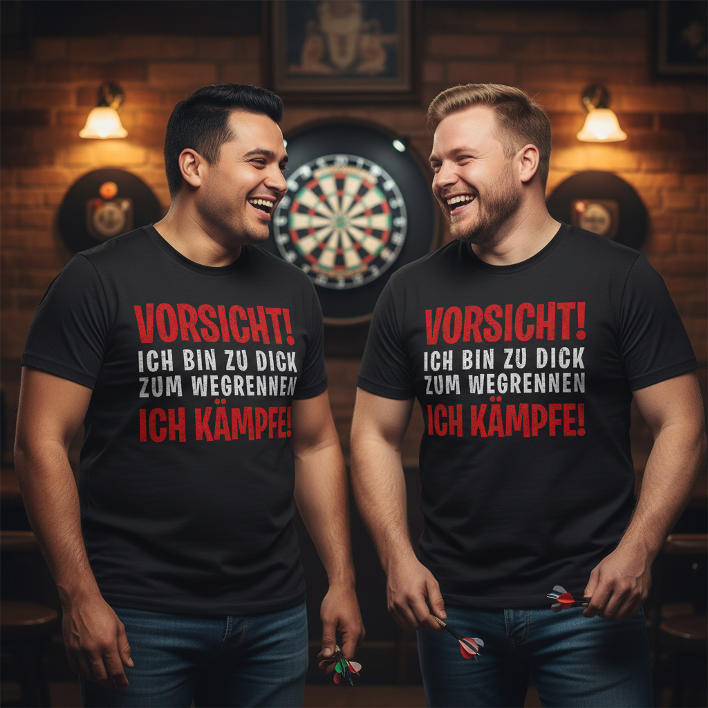 Vorsicht ich bin zu dick zum wegrennen ich Kämpfe! - Herren Shirt