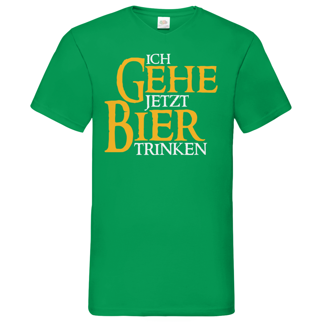 Ich gehe jetzt Bier trinken HDR - Beidseitiger Druck - Herren V-Neck Shirt Kelly Green