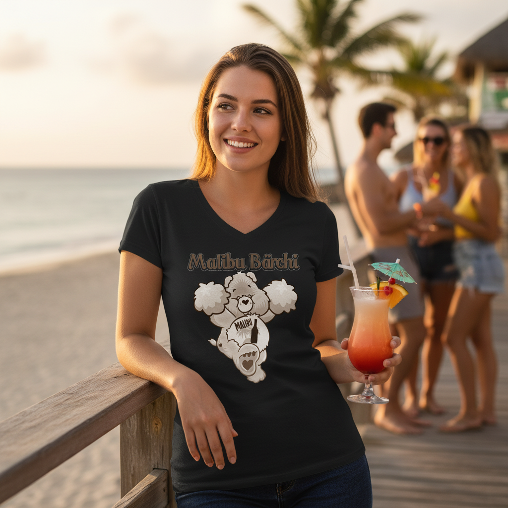 Malibu Bärchi - Glücksbärchi - V-Neck Damenshirt
