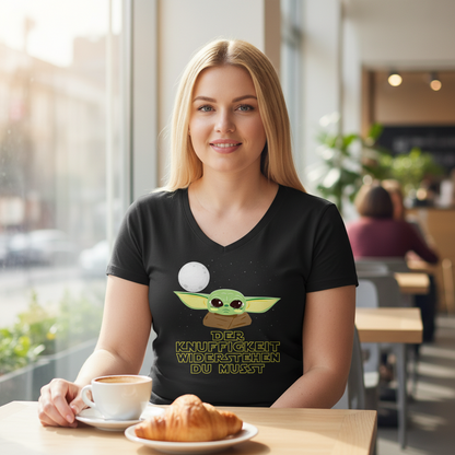 Knuffigkeit widerstehen - Baby Yoda Grogu - V-Neck Damenshirt