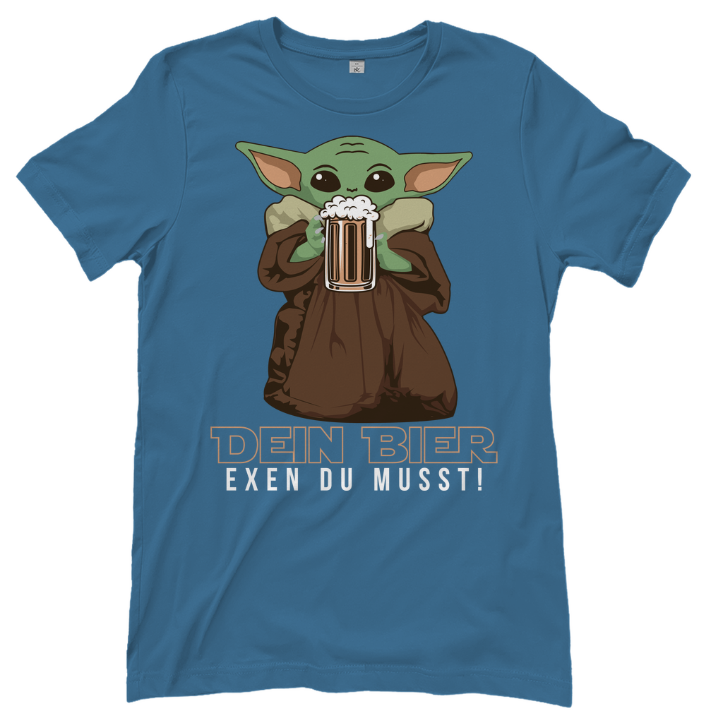 Dein Bier exen du musst Baby Yoda - Damenshirt Stone Blue