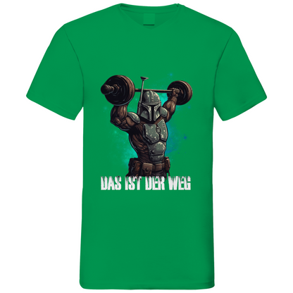 Kelly Green Fitness Shirt Herren mit Star Wars Kraftraum Motiv, V-Neck, Frontansicht