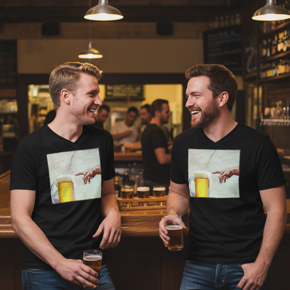 Gottes Hand mit Bier - Herren V-Neck Shirt