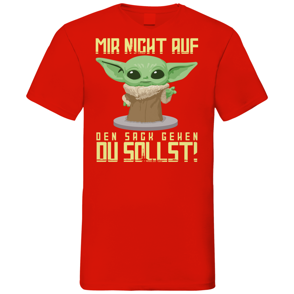 Mir nicht auf den Sack gehen du sollst Baby Yoda Grogu - Herren V-Neck Shirt Red