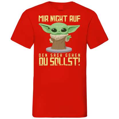 Mir nicht auf den Sack gehen du sollst Baby Yoda Grogu - Herren V-Neck Shirt Red