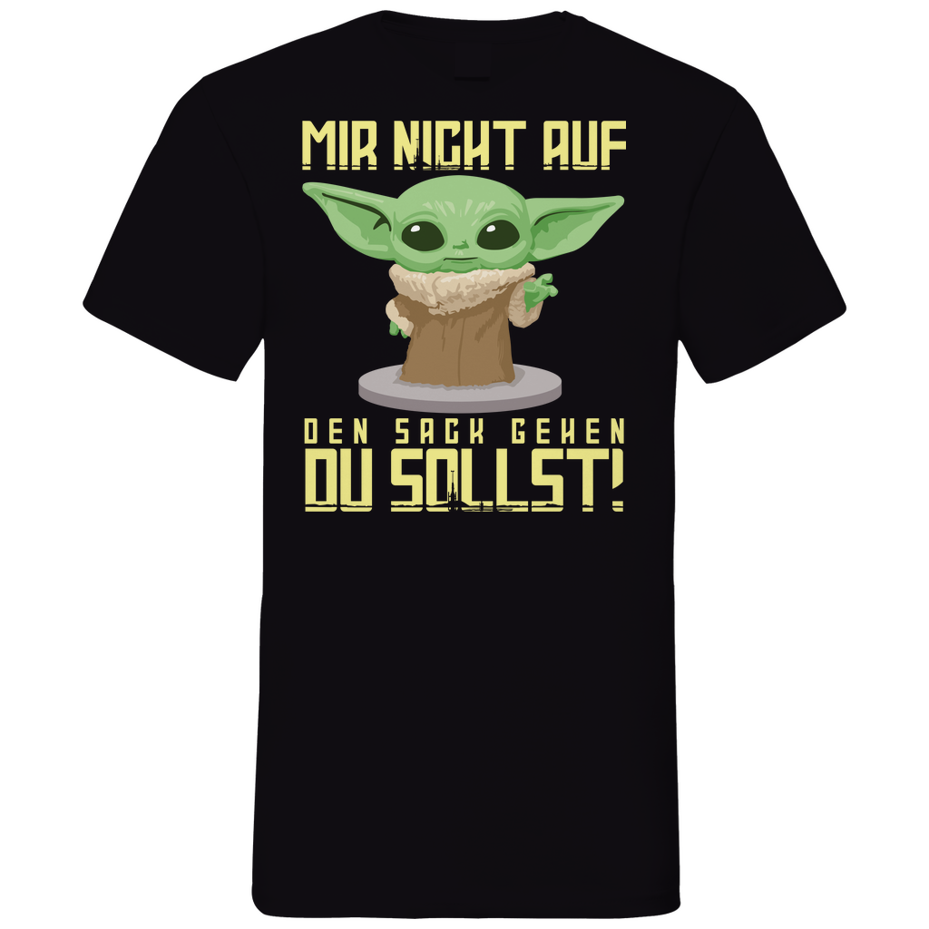 Mir nicht auf den Sack gehen du sollst Baby Yoda Grogu - Herren V-Neck Shirt Black