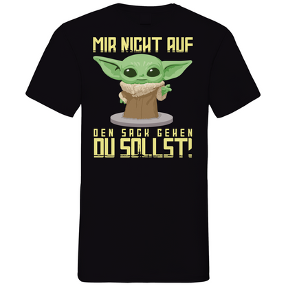 Mir nicht auf den Sack gehen du sollst Baby Yoda Grogu - Herren V-Neck Shirt Black