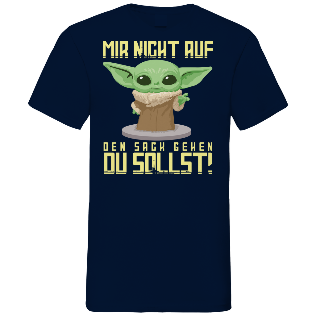 Mir nicht auf den Sack gehen du sollst Baby Yoda Grogu - Herren V-Neck Shirt Navy
