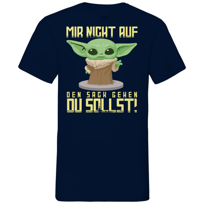 Mir nicht auf den Sack gehen du sollst Baby Yoda Grogu - Herren V-Neck Shirt Navy
