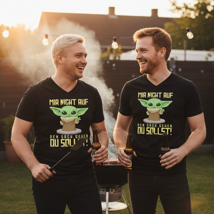 Mir nicht auf den Sack gehen du sollst Baby Yoda Grogu - Herren V-Neck Shirt