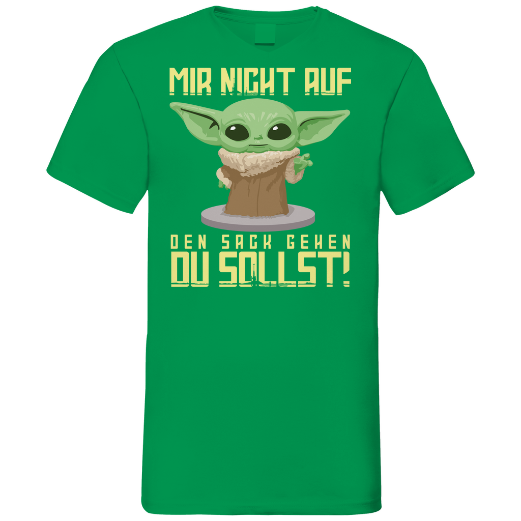 Mir nicht auf den Sack gehen du sollst Baby Yoda Grogu - Herren V-Neck Shirt Kelly Green