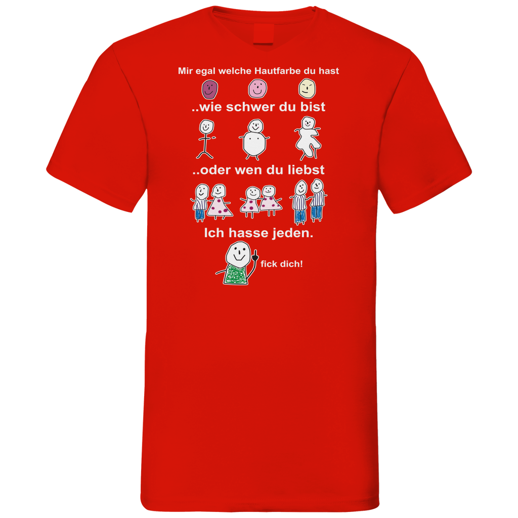 Mir egal welche Hautfarbe du hast - Herren V-Neck Shirt Red