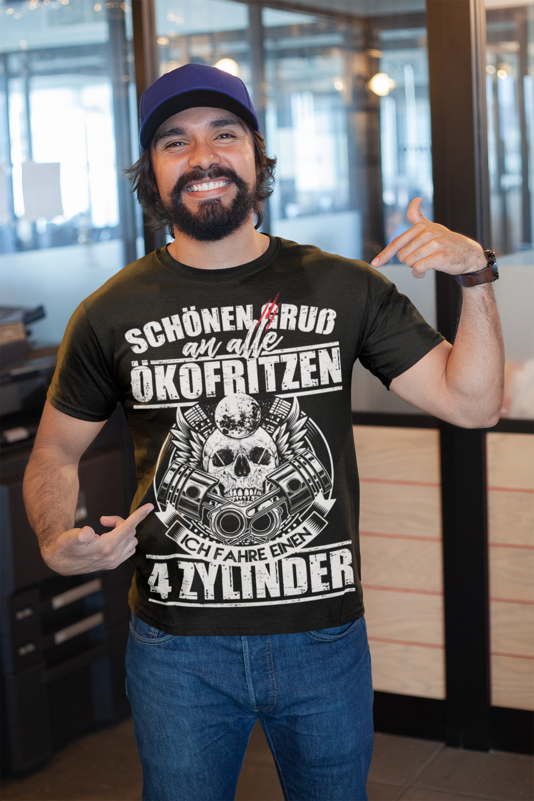 4 Zylinder Shirt Männer – Schönen Gruß an alle Ökofritzen Tuning Statement