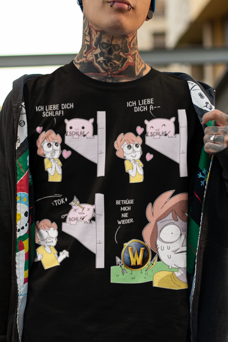 MMORPG Schlaf Shirt – Gaming über alles Comic Stil für WoW Fans Männer